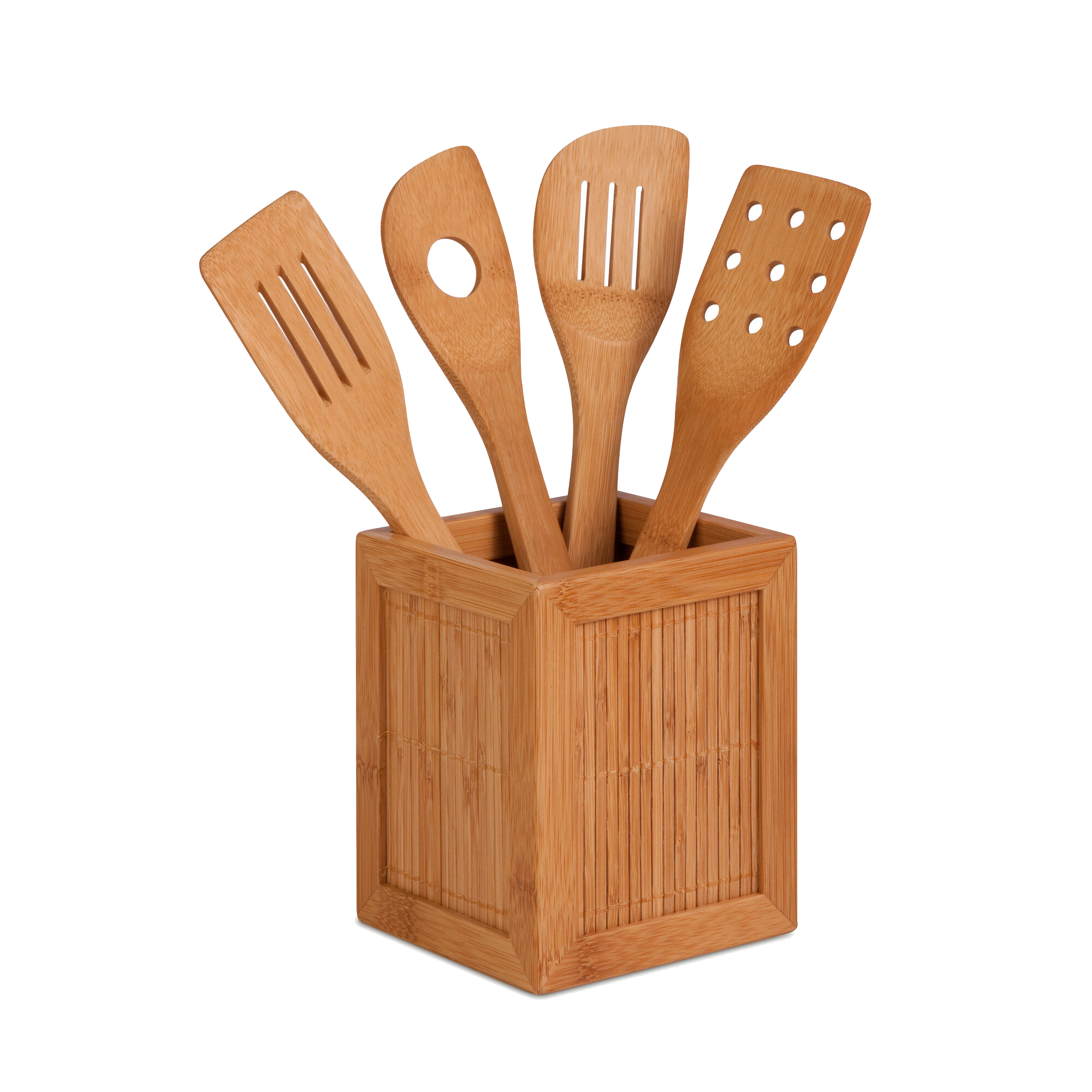 5 Piece Bamboo Utensils & Kitchen Caddy Set
